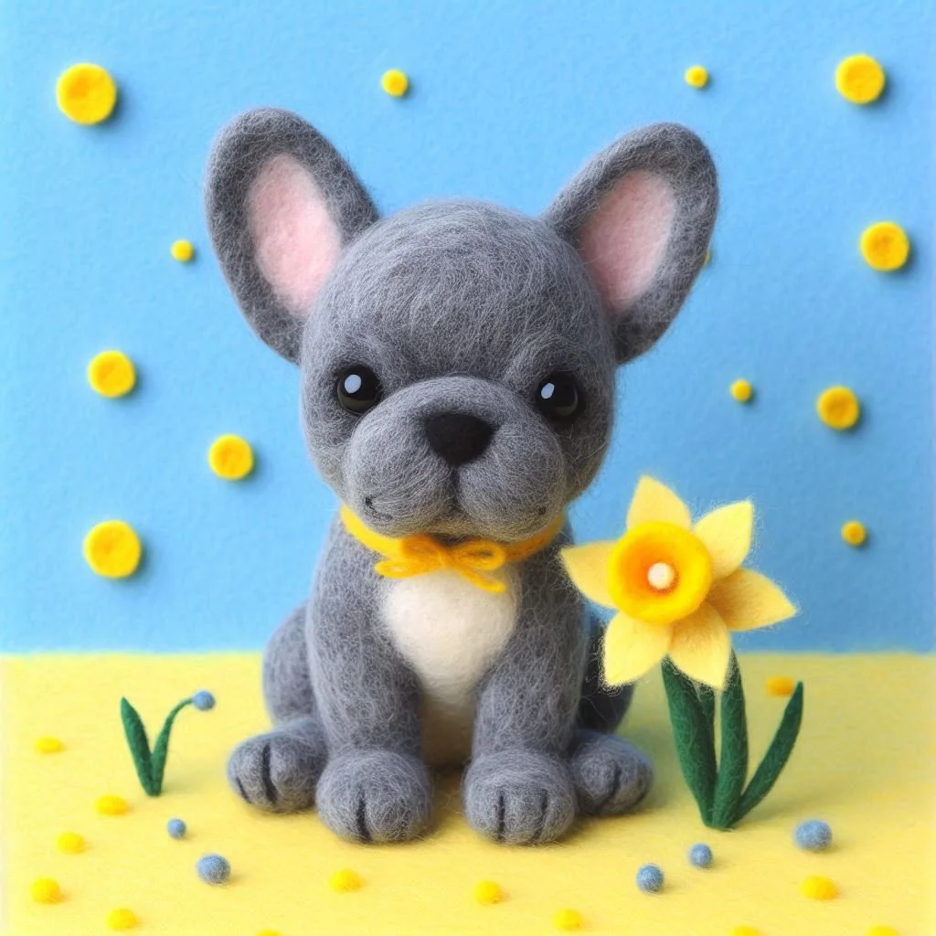 Grey Frenchie Birthday Card
