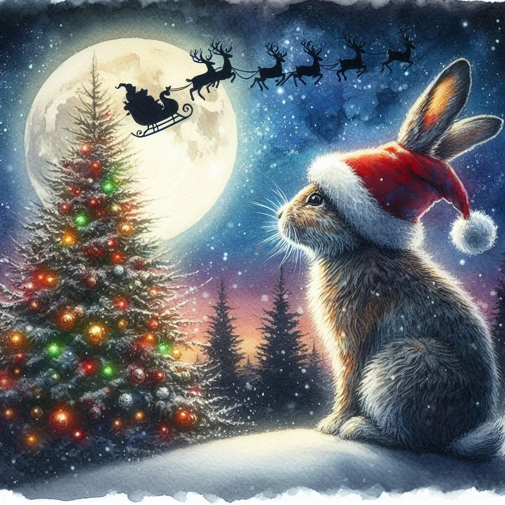 Hare Watercolour Christmas Card