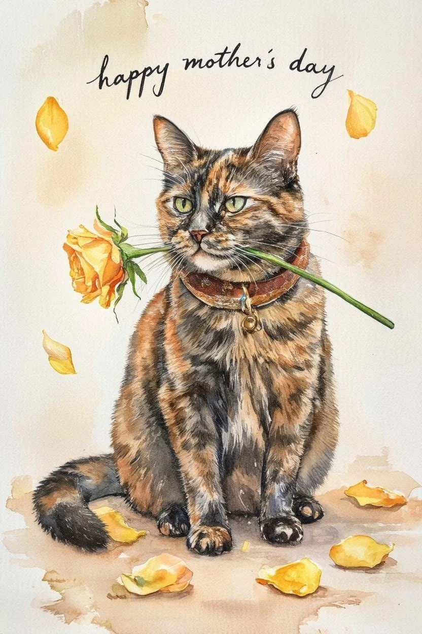 Tortoiseshell Cat Mothering Sunday Card