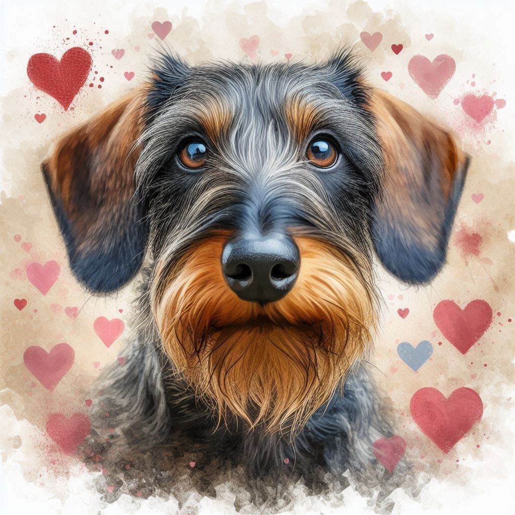 Wire Haired Dachshund Valentine Card