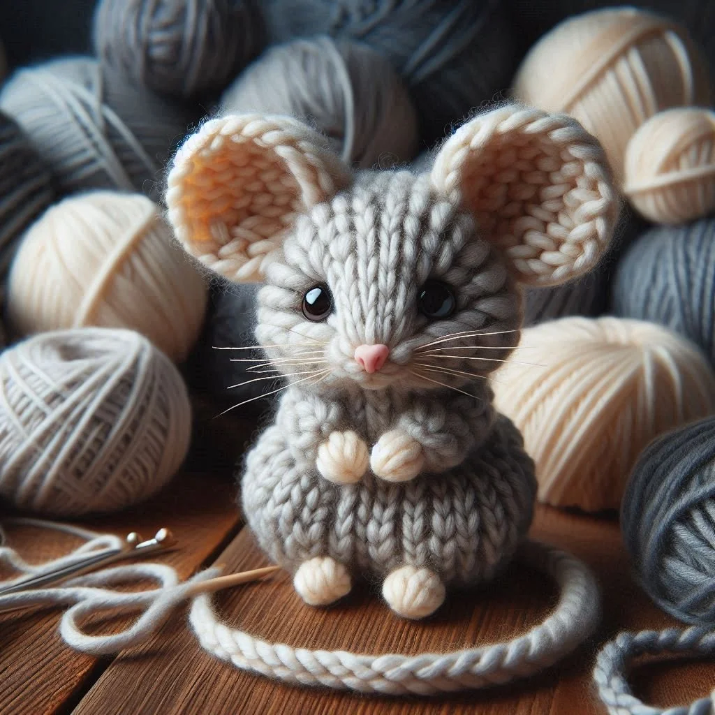 Knitted Mouse Greeting Card