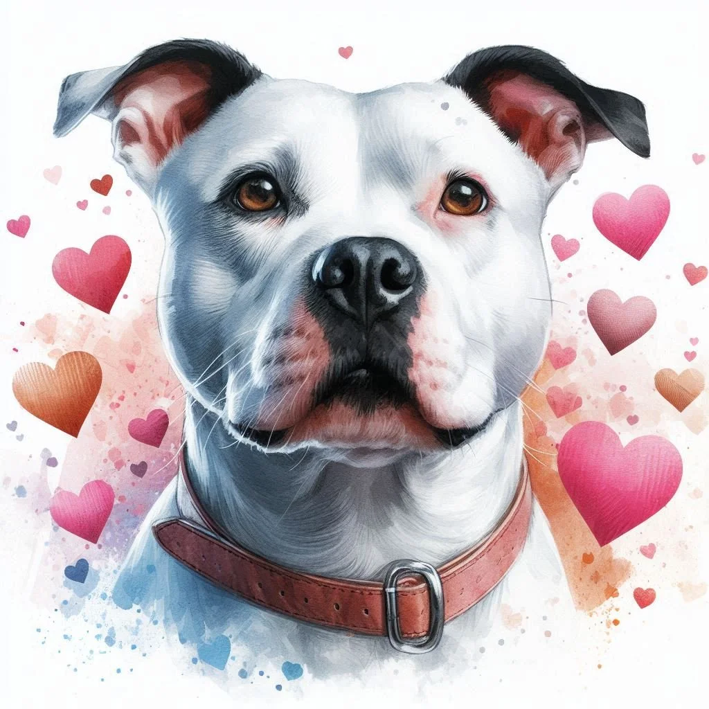 White Staffie Valentine Card