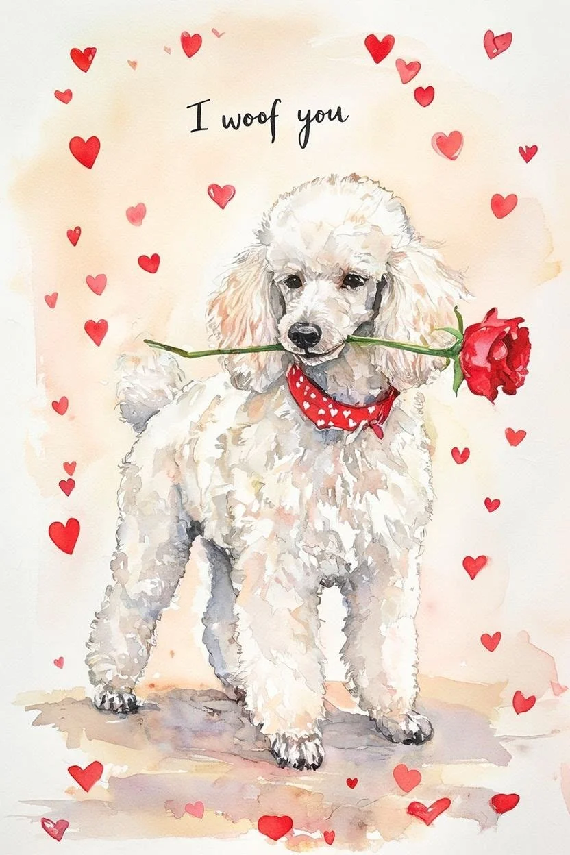 Large Poodle Valentine Card