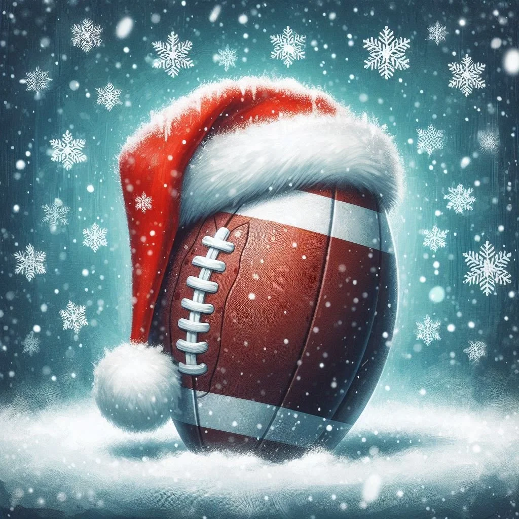 Rugby Ball Santa Hat Christmas Card
