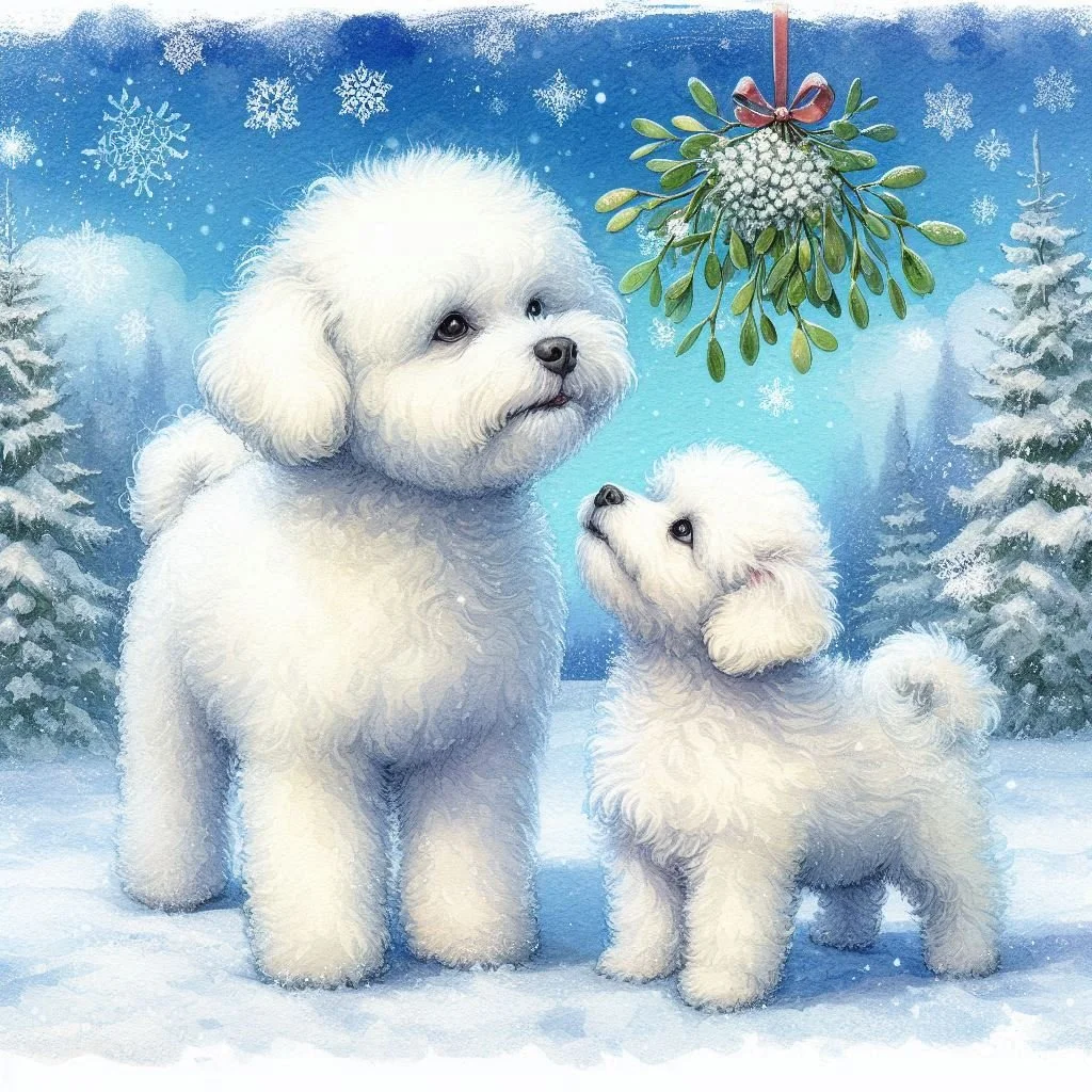 Bichon Puppy Christmas Card
