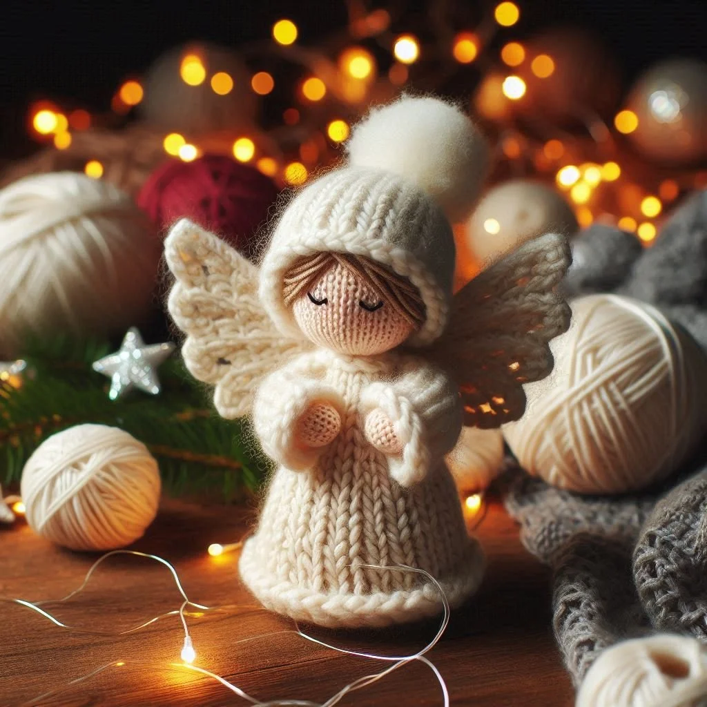 Knitted Angel Christmas Card
