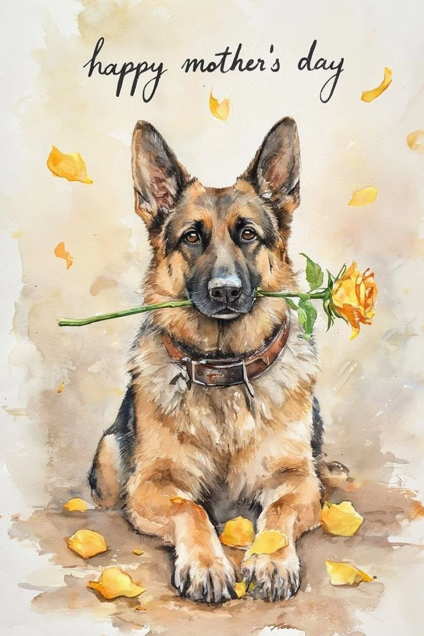 German Shepherd Mothering Sunday Card