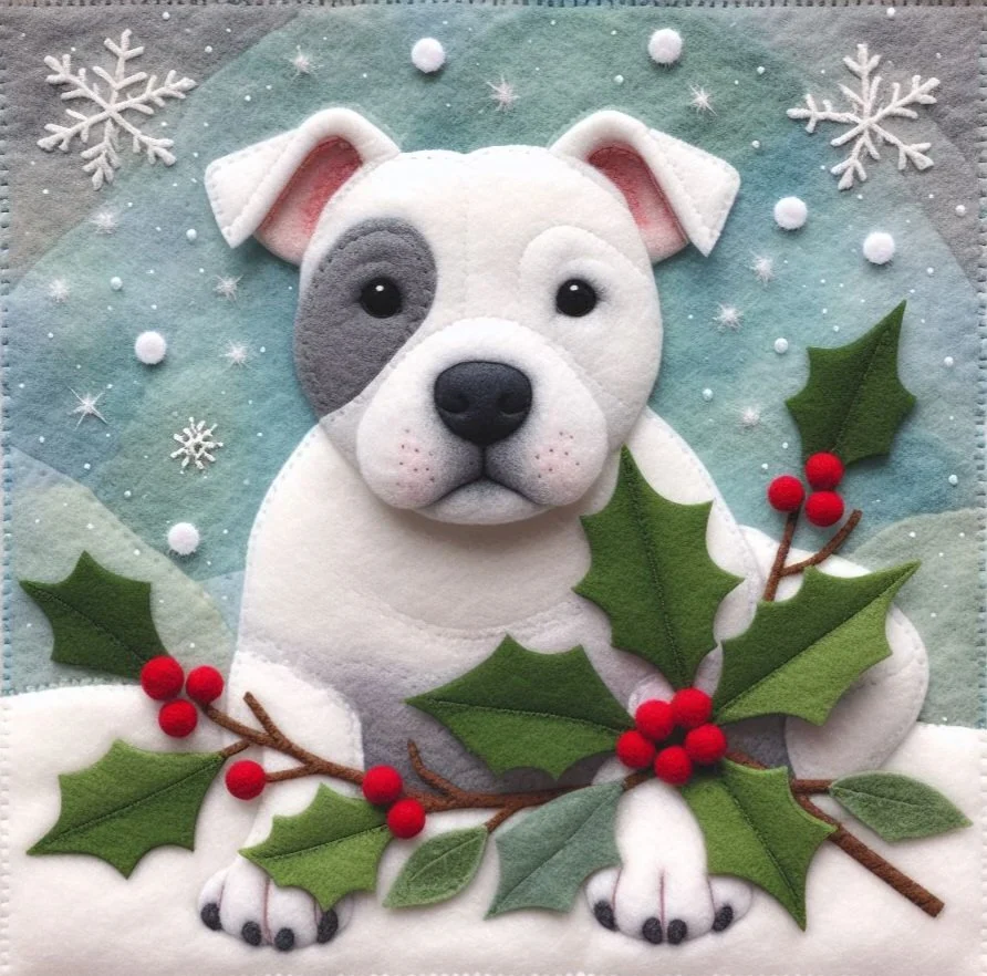 Staffy Felt Christmas Card