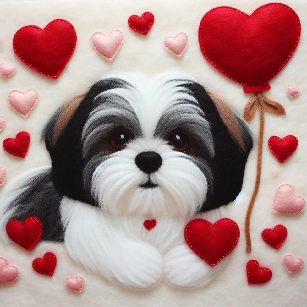 Black and White Shih Tzu Valentine Card