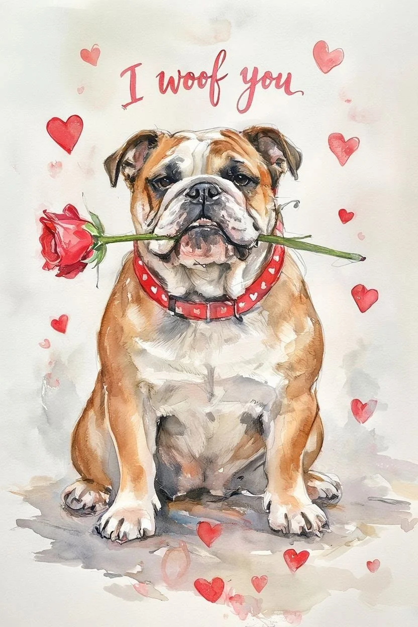 Large Bulldog Valentine Card