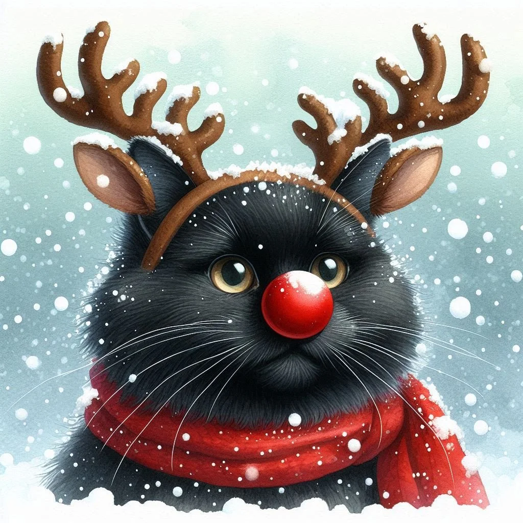 Black Cat Red Nose Card