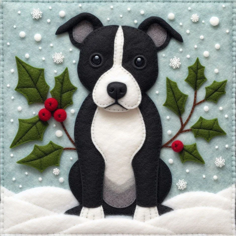 Felt Staffy Christmas Card