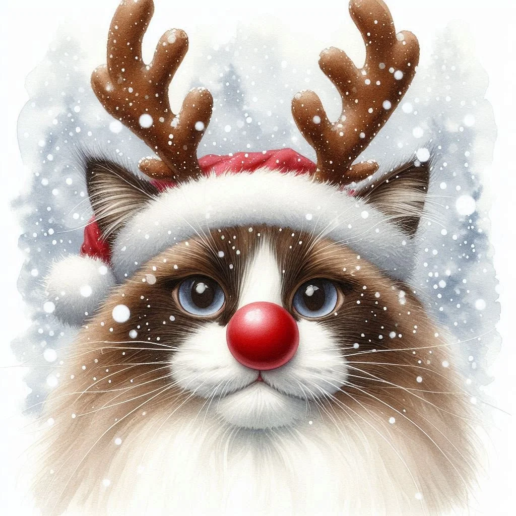 Pack of Ragdoll Cat Christmas Cards