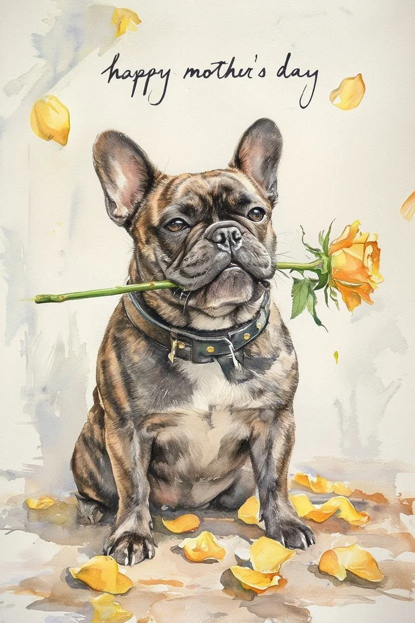 Brindle Frenchie Mothering Sunday Card