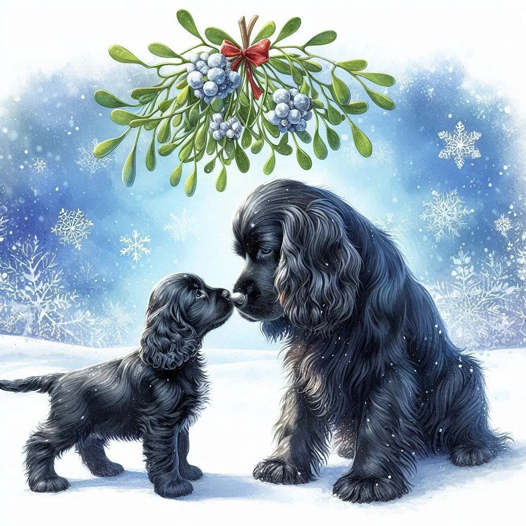 Black Cocker Spaniel Puppy Christmas Card