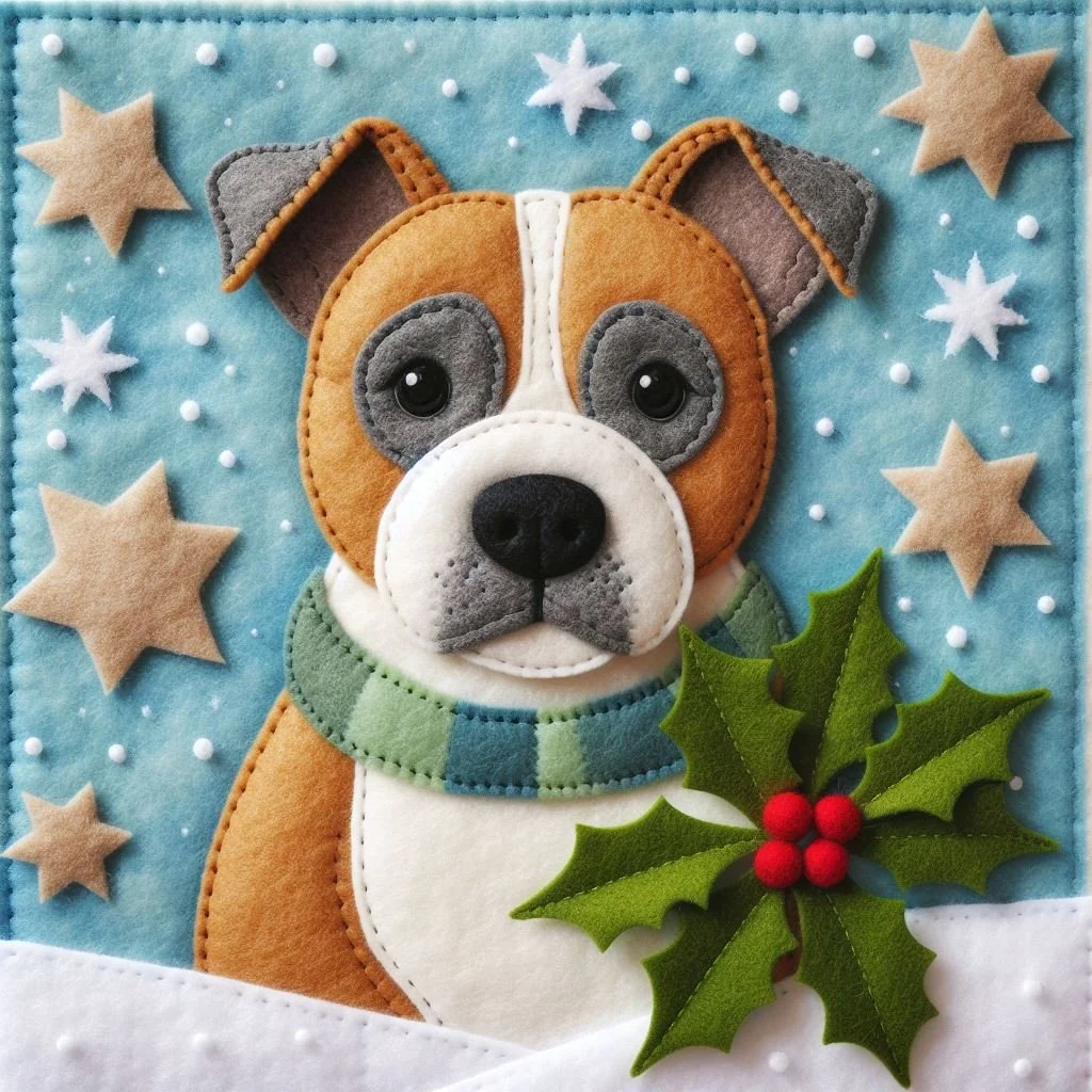 Felt Staffie Christmas Card
