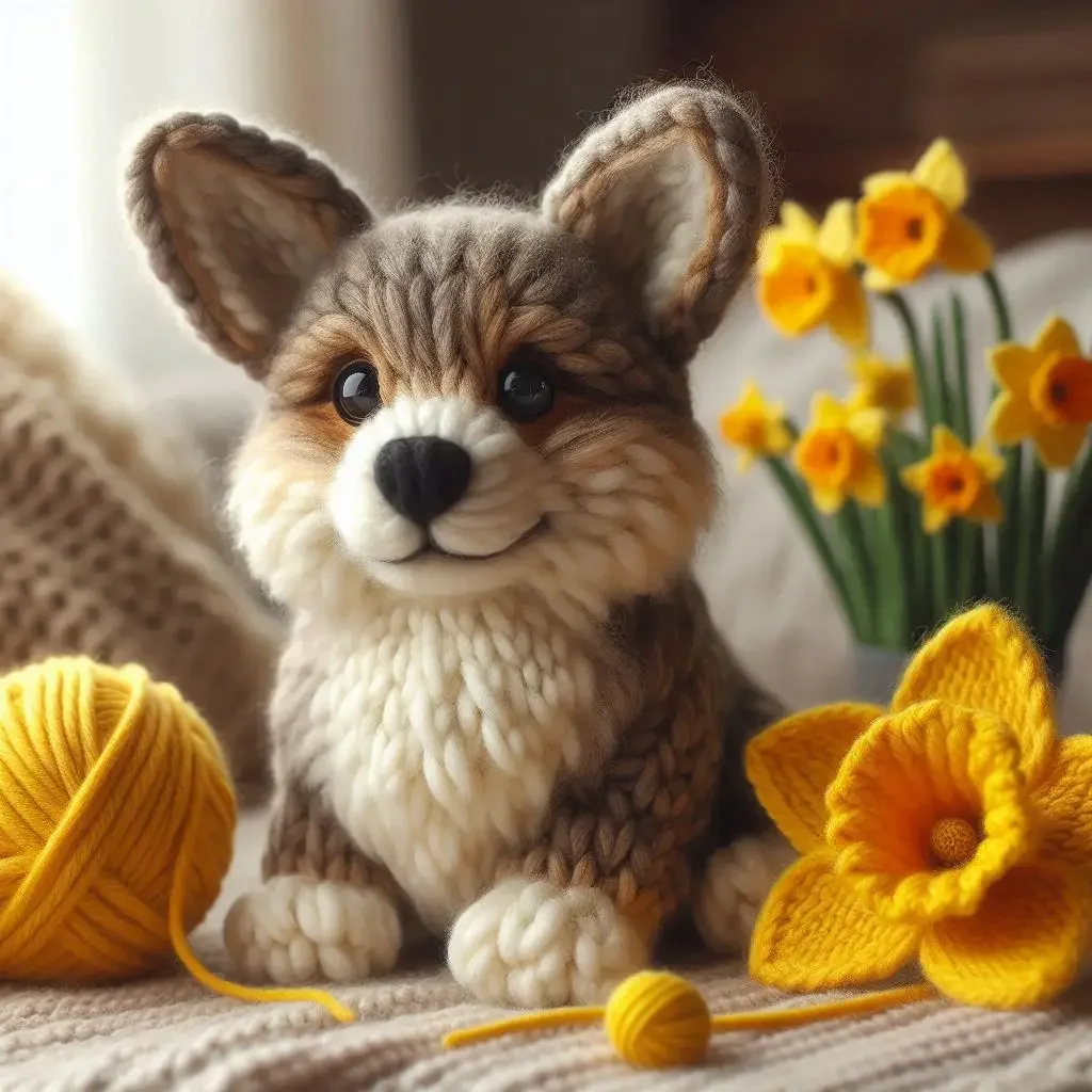 Corgi Mothers Day Card Daffodil