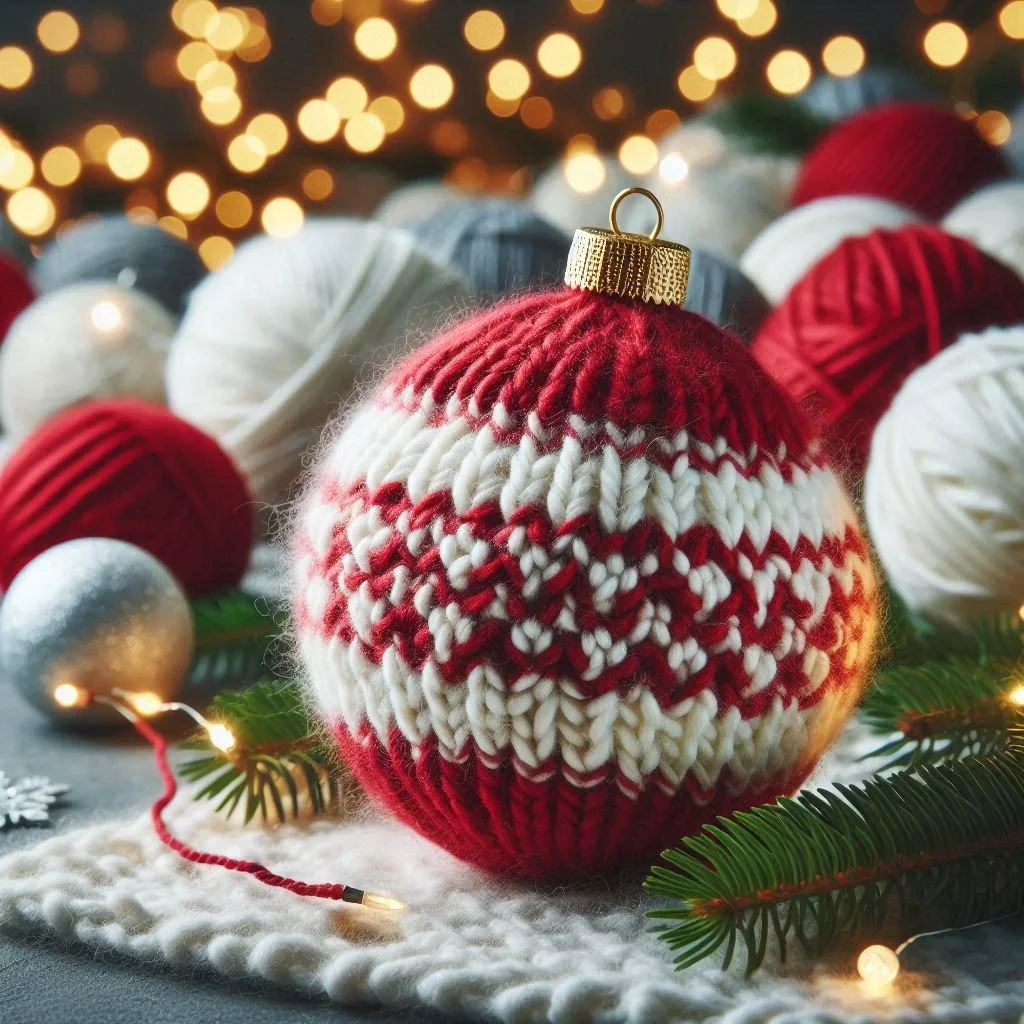 Knitted Bauble Christmas Card