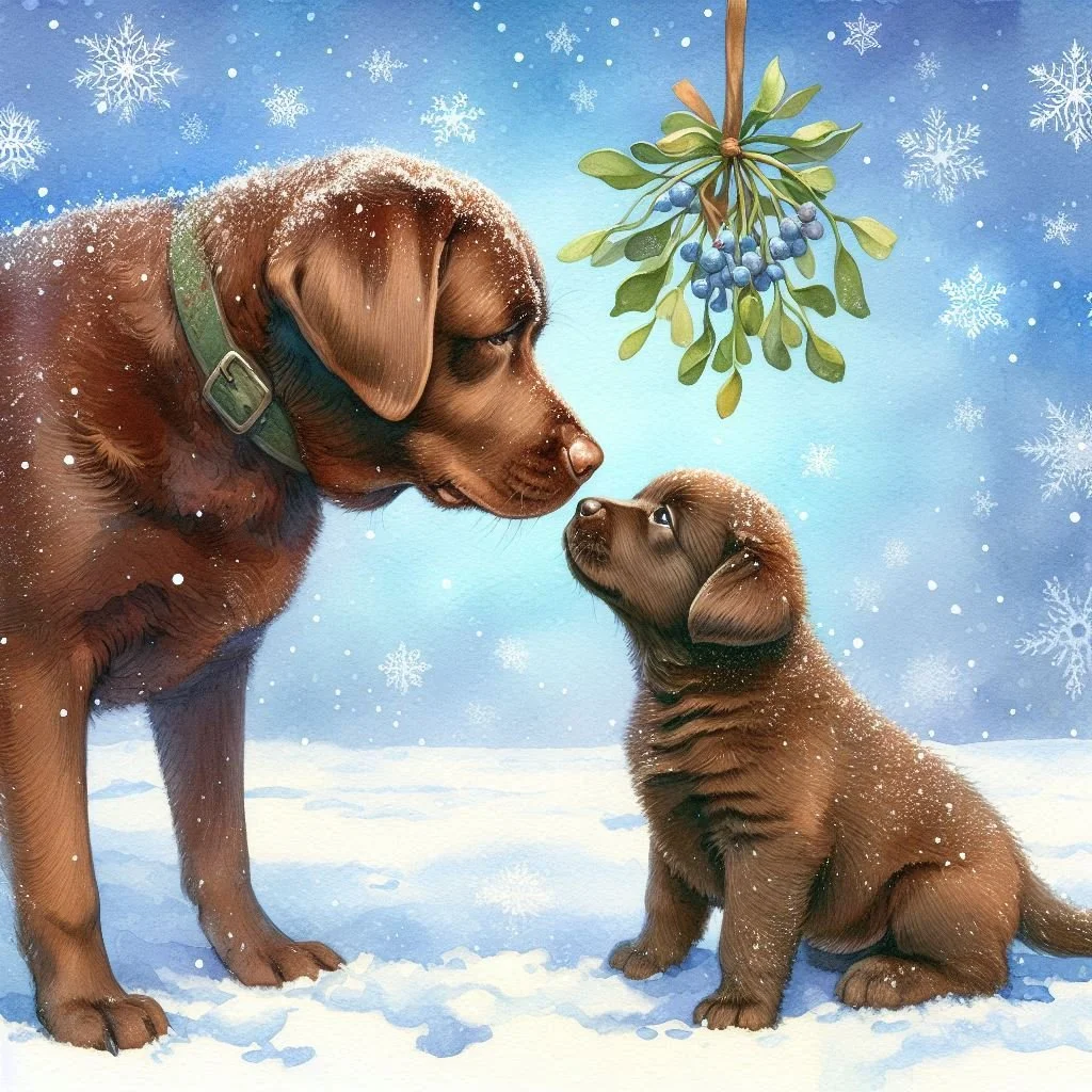 Chocolate Labrador Puppy Christmas Card