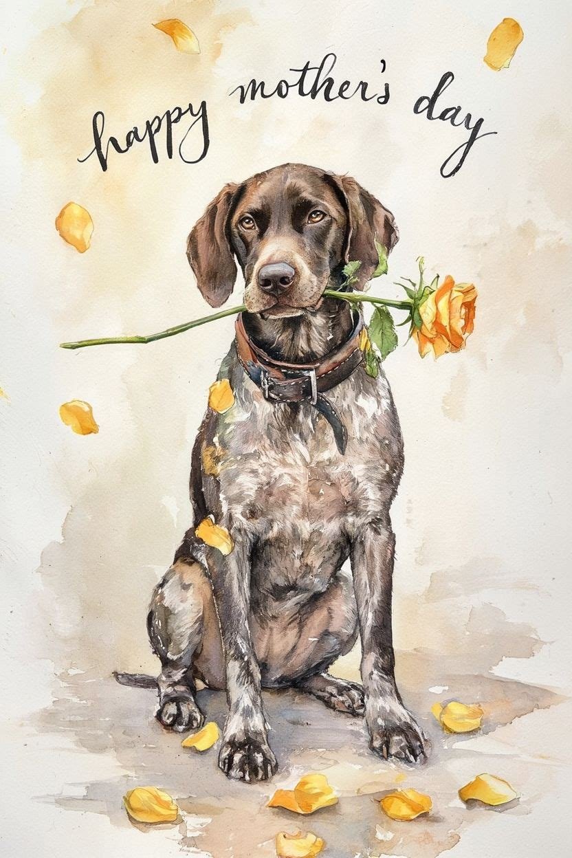 German Pointer Mothering Sunday Card