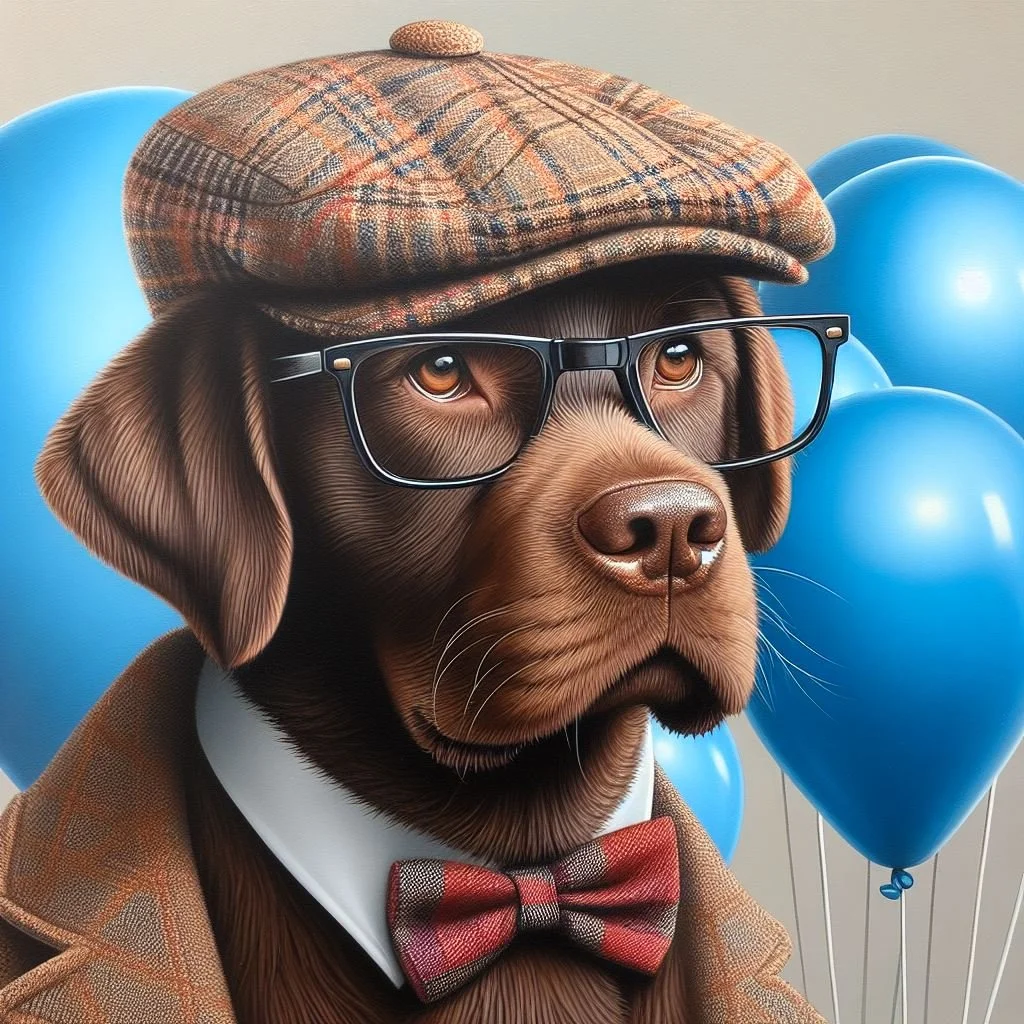 Chocolate Lab with cap card