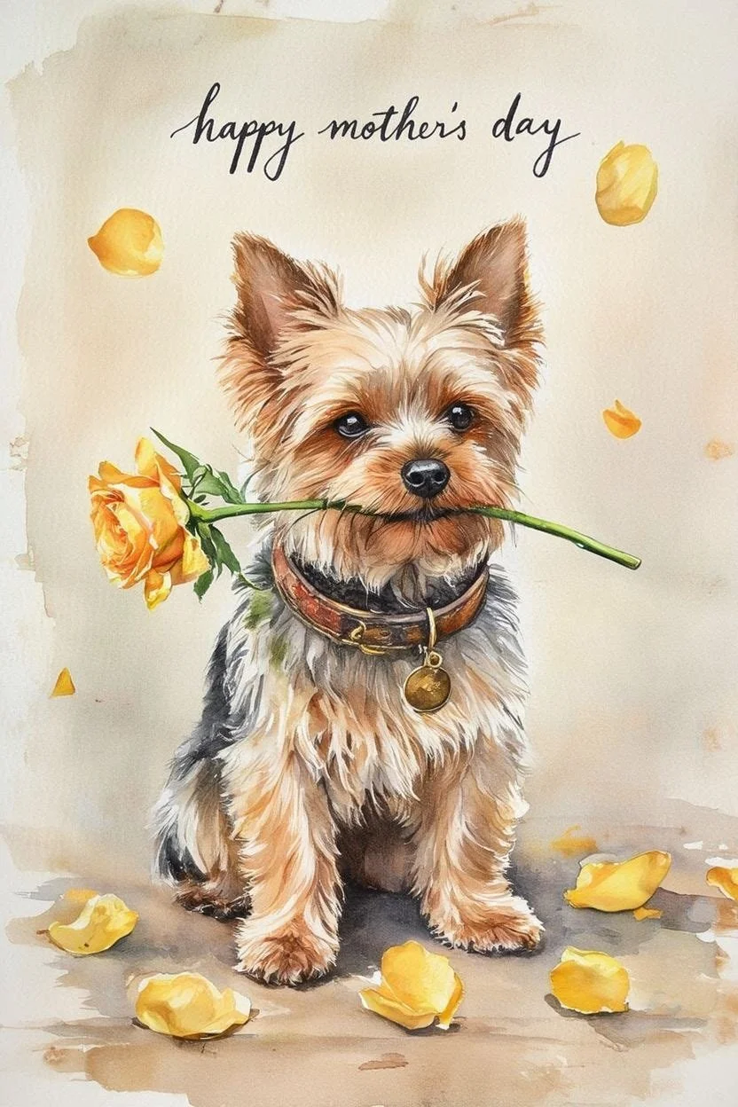 Yorkie Mothering Sunday Card