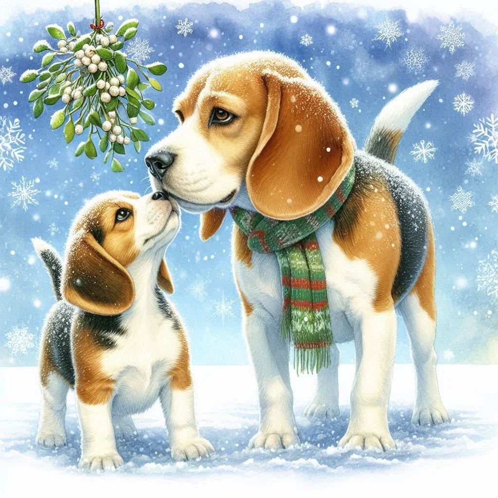 Beagle Puppy Christmas Card