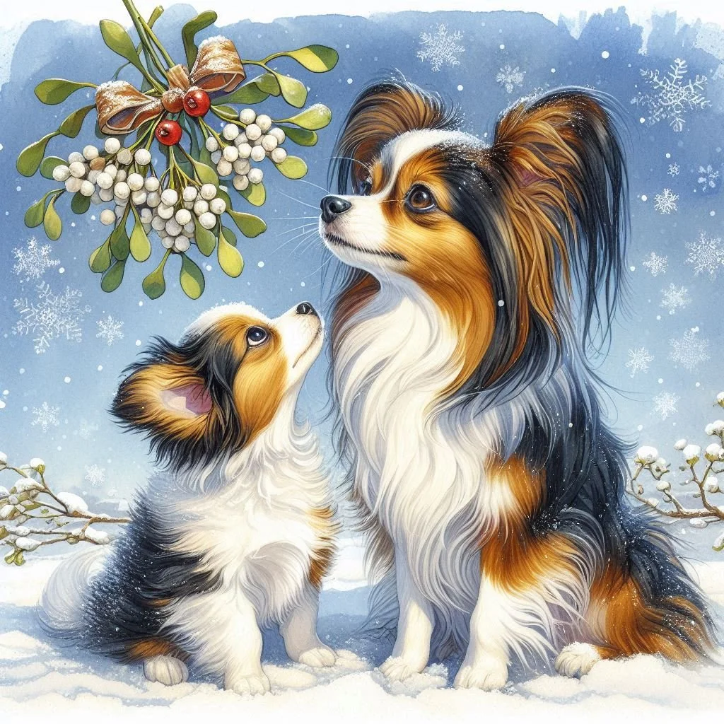 Papillon Puppy Christmas Card