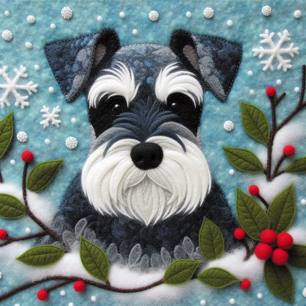 Schnauzer Felt Christmas Card