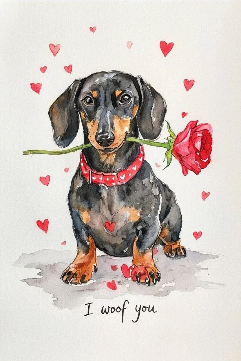 Large Dachshund Valentine Card