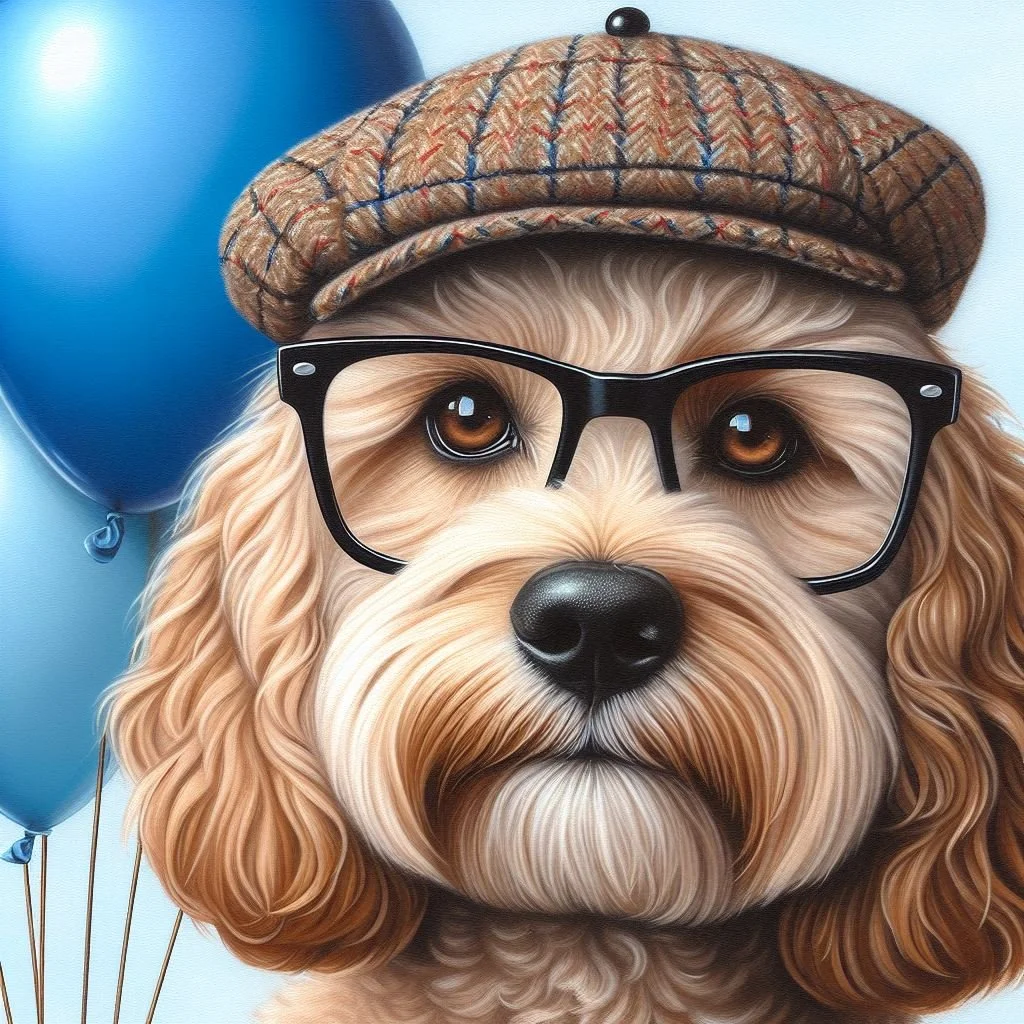 Cockapoo with cap card