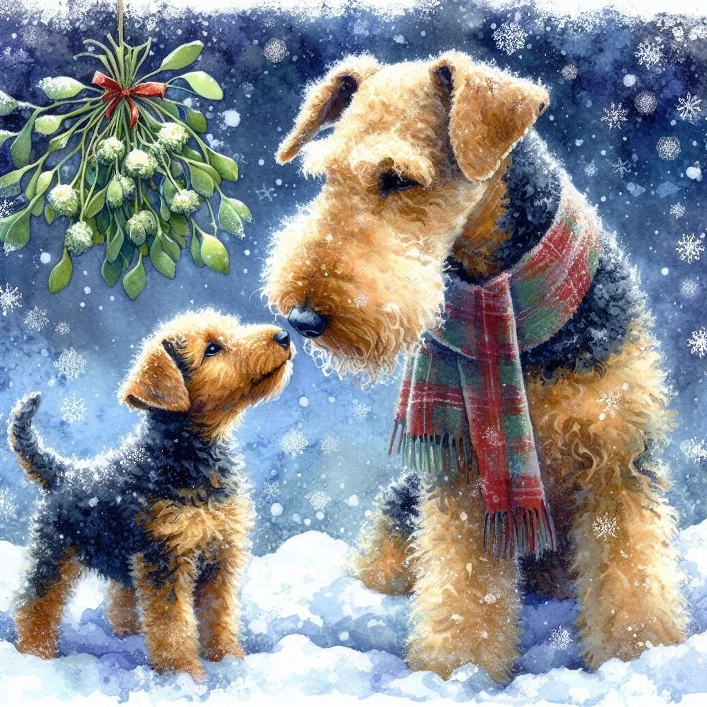 Airedale Terrier Puppy Christmas Card