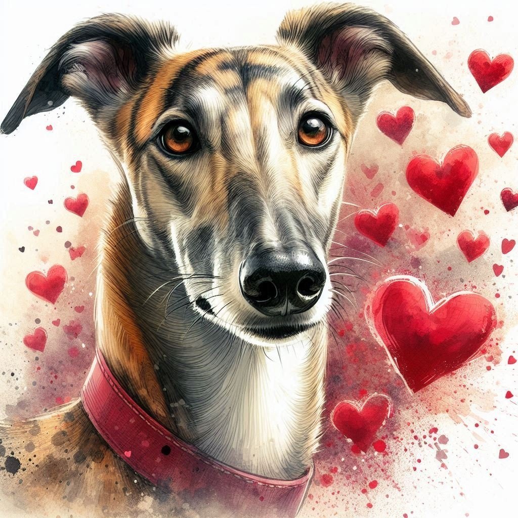Greyhound Valentine Card
