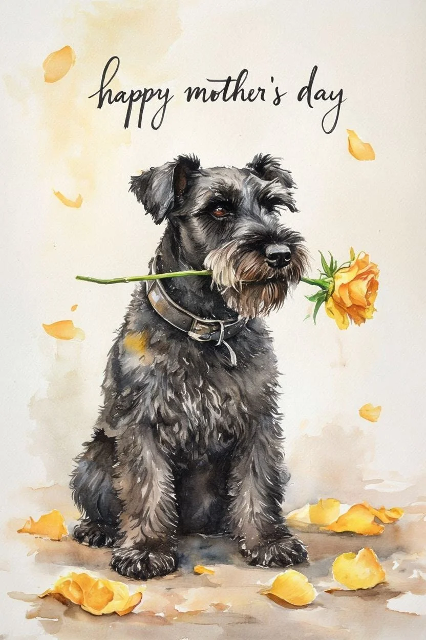 Black Schnauzer Mothering Sunday Card