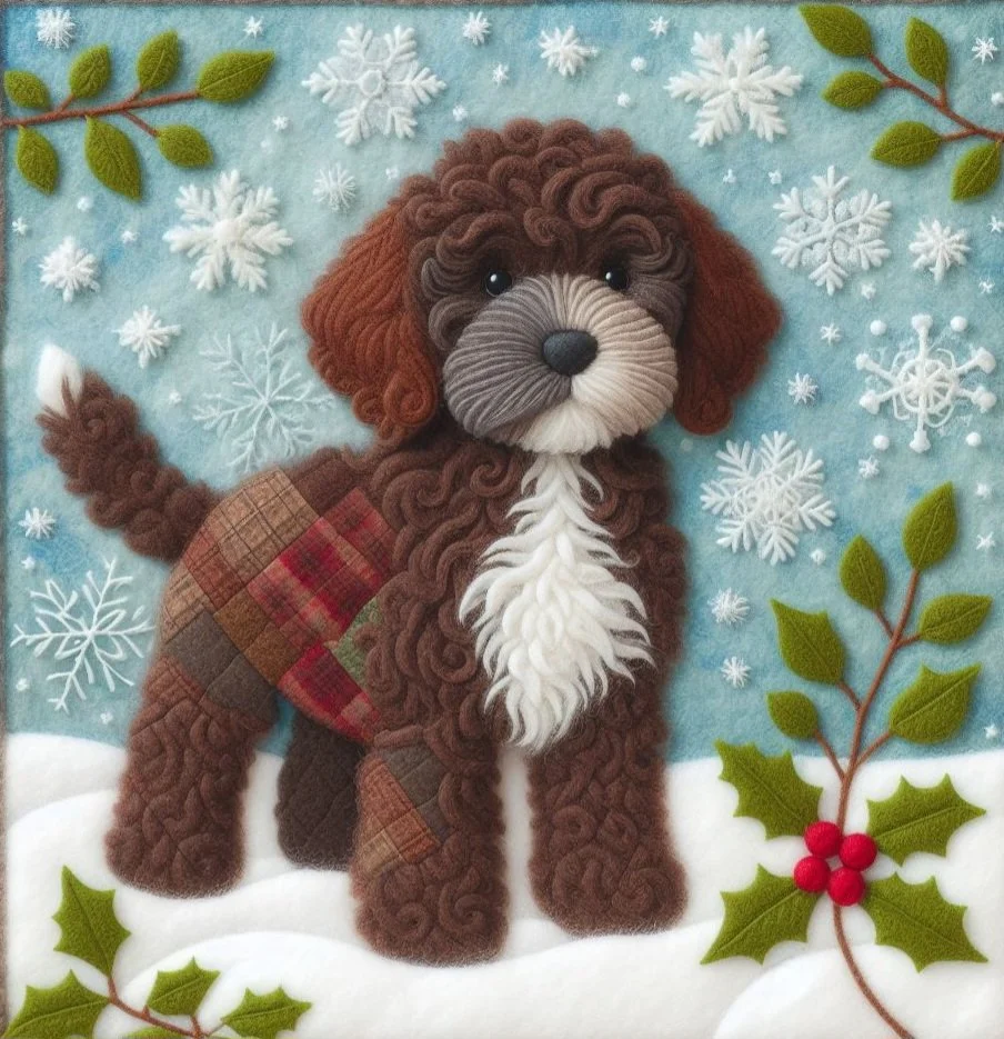 Cockapoo Felt Christmas Card