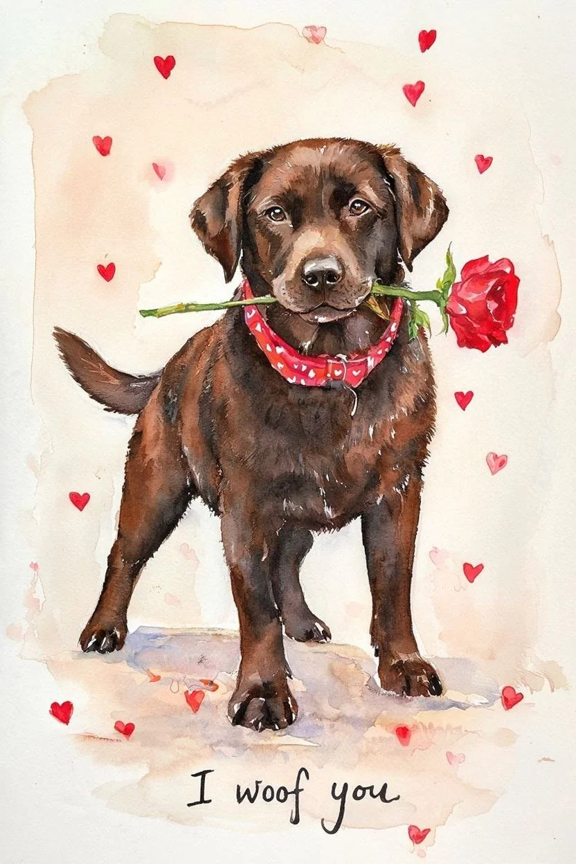 Large Chocolate Lab Valentine Card