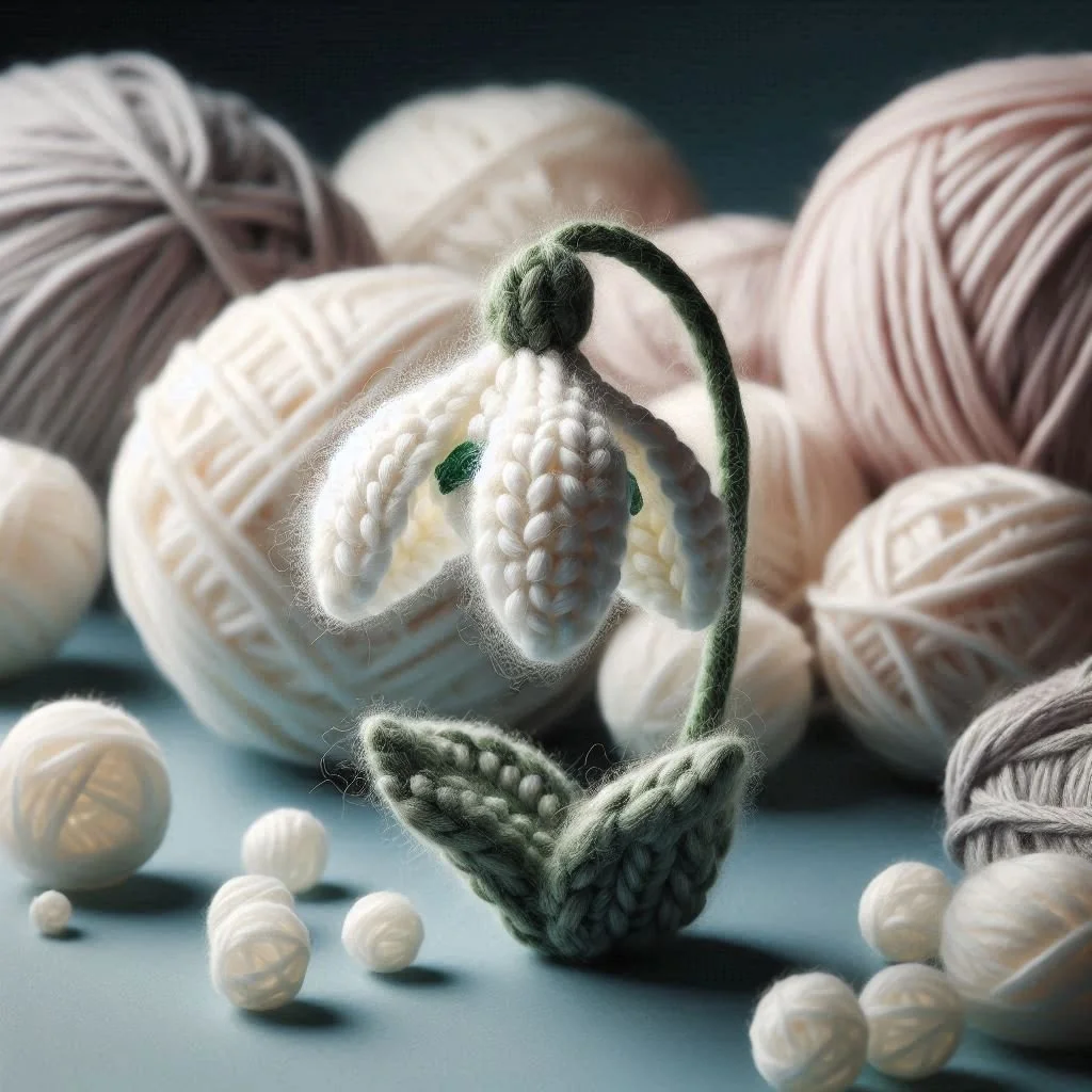 Knitted Snowdrop Blank Card