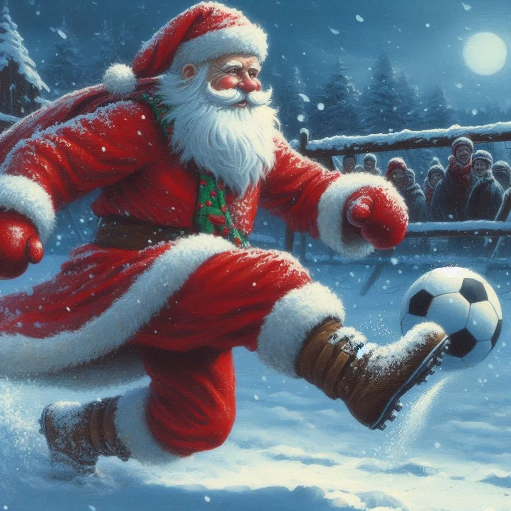 Santa playing football card