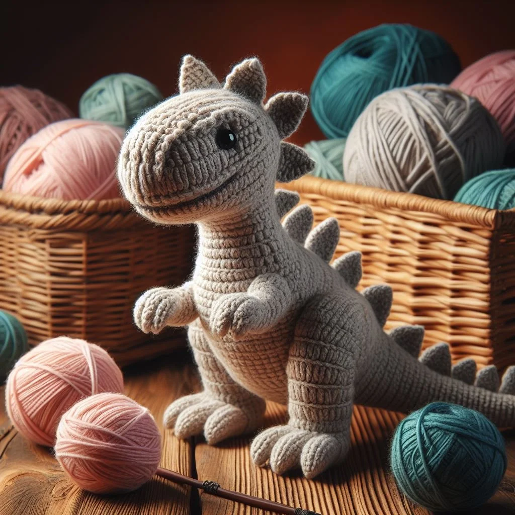 Knitted Dinosaur Birthday Card