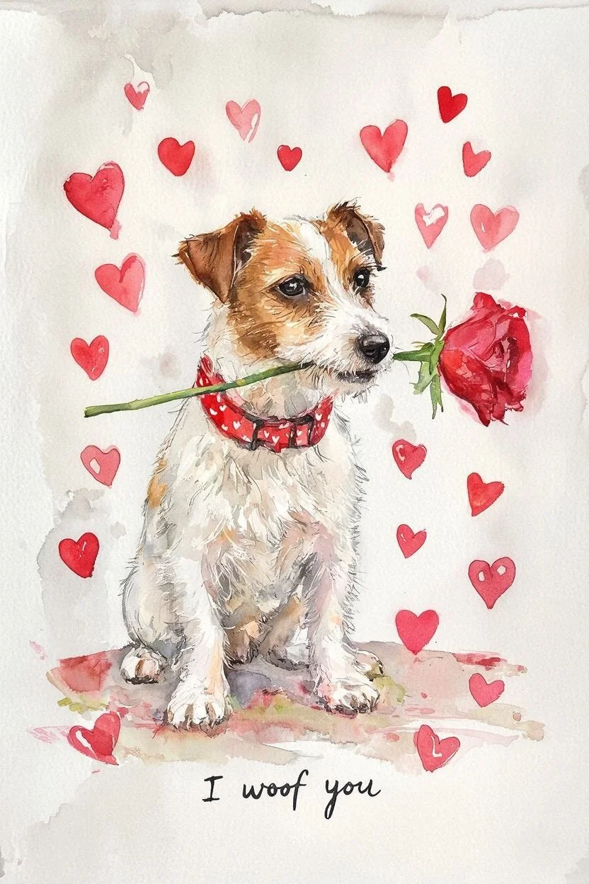 Large Jack Russell Valentine Card