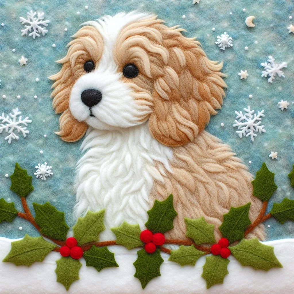 Cockapoo Felt Christmas Card