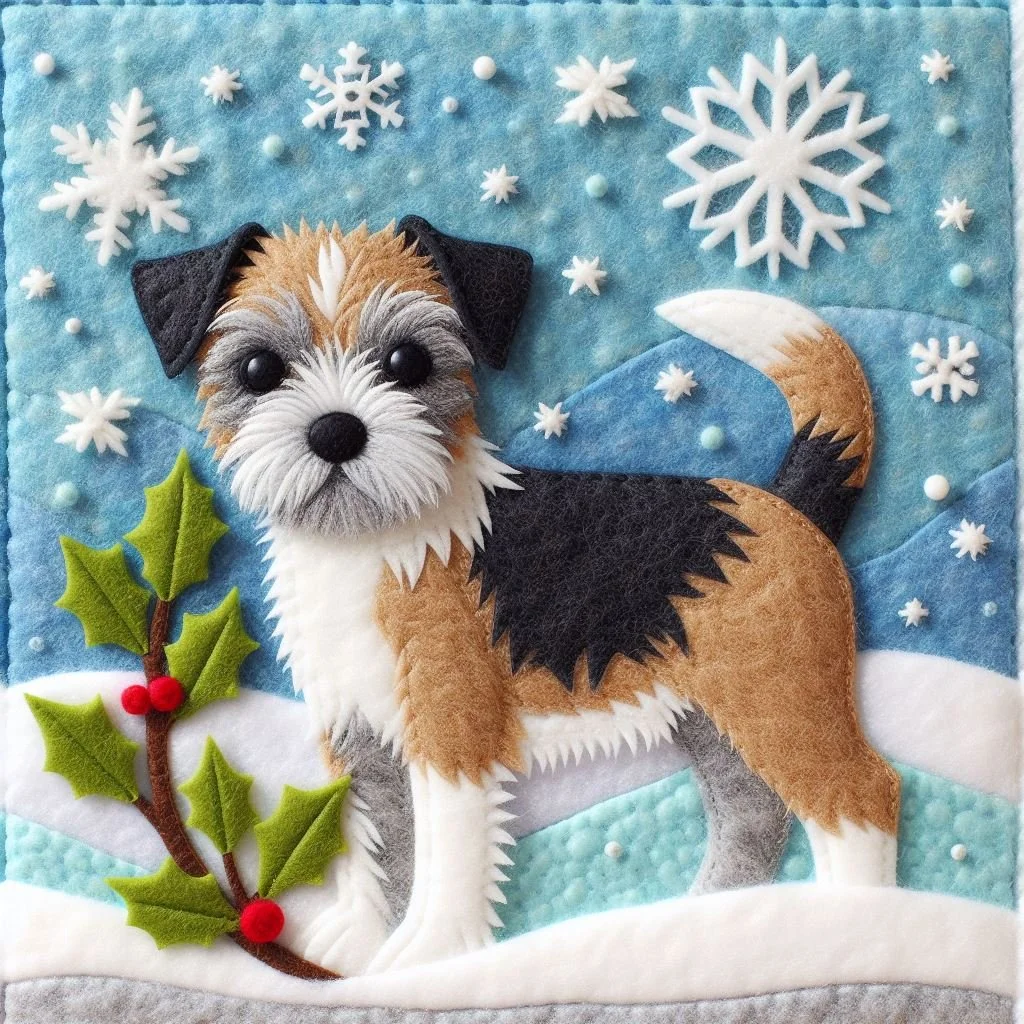 Border Terrier Felt Christmas Card