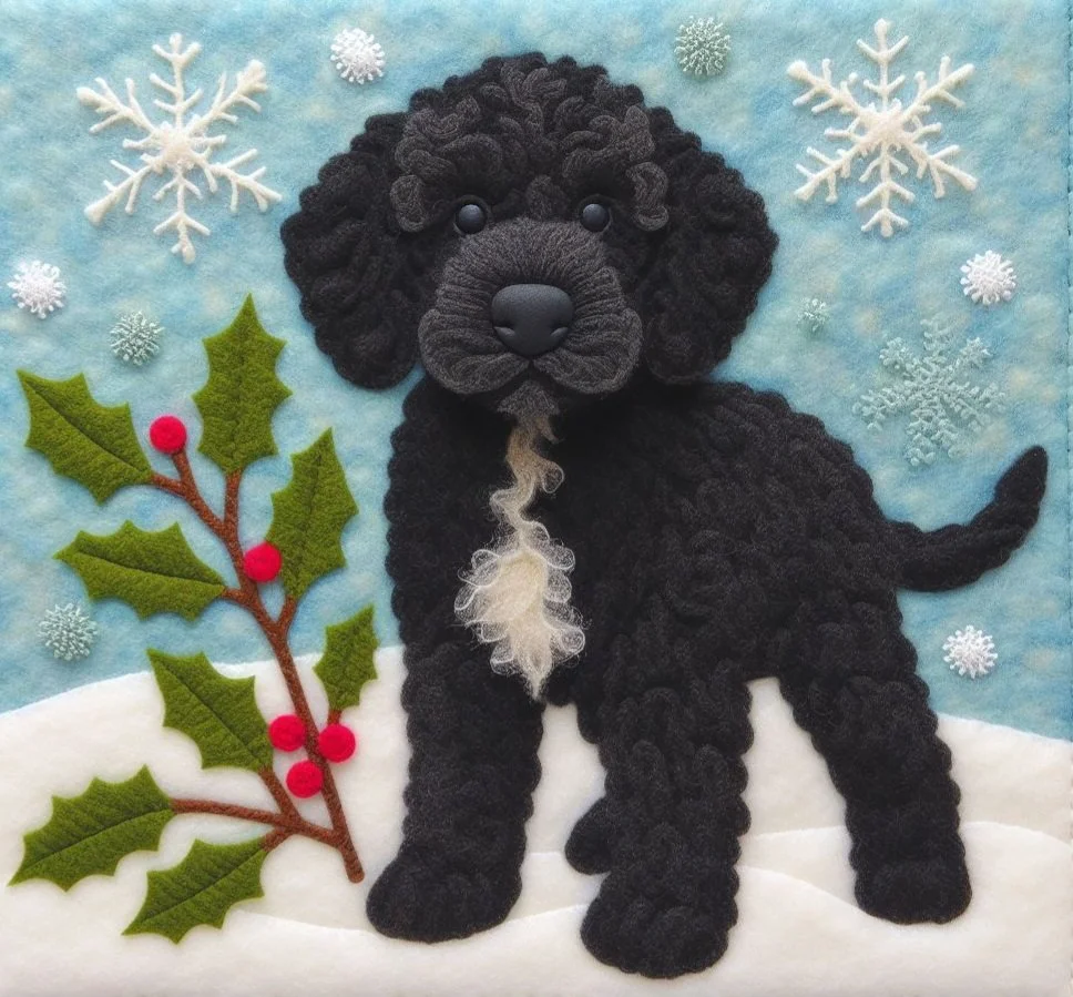 Felt Black Cockapoo Christmas Card