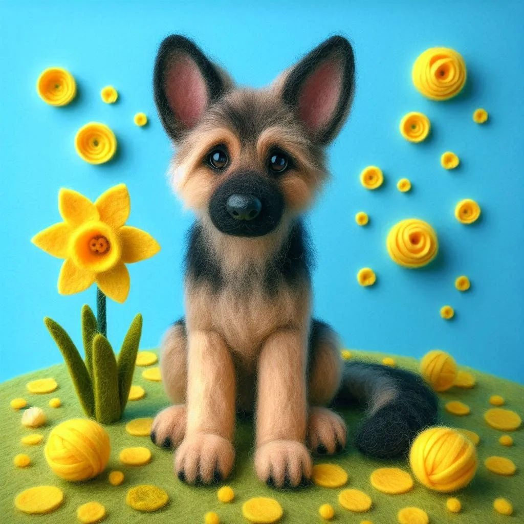 German Shepherd Daffodil Card