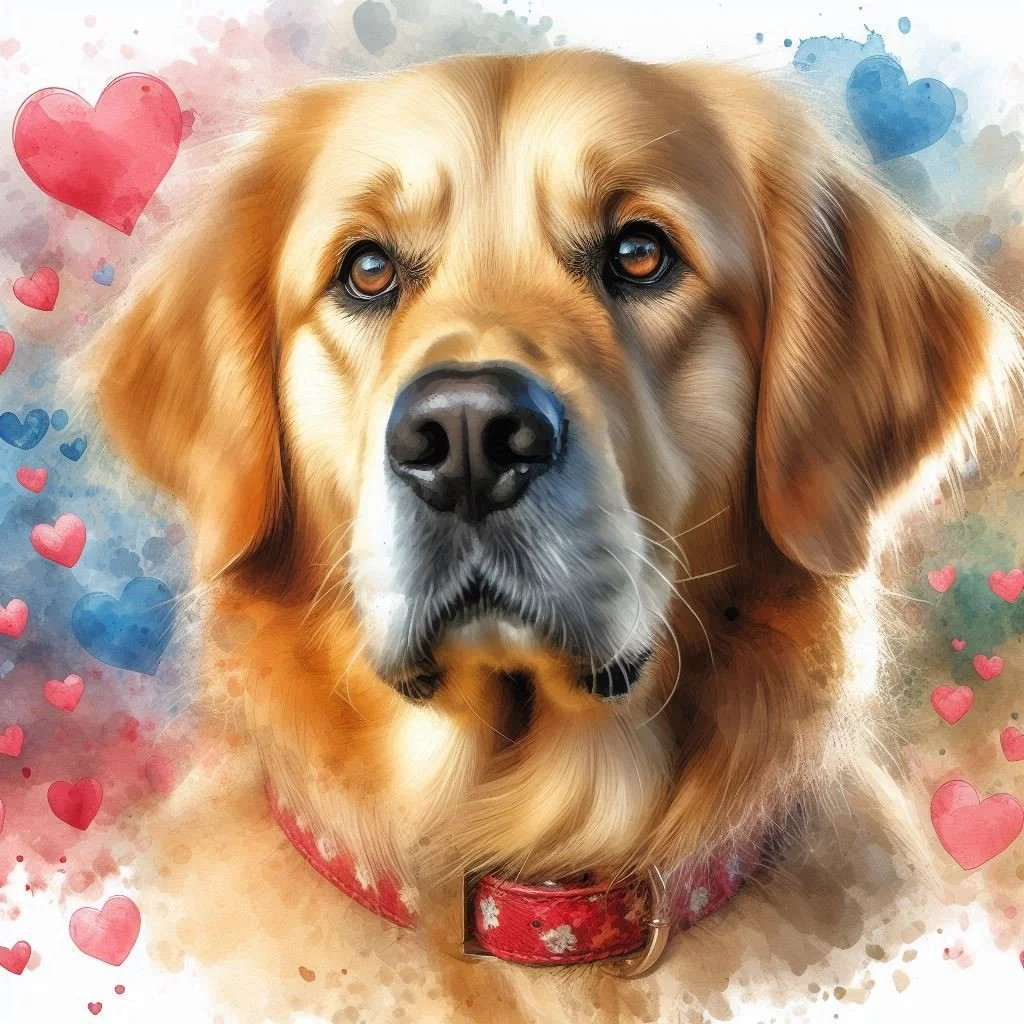 Golden Retriever Valentines Card