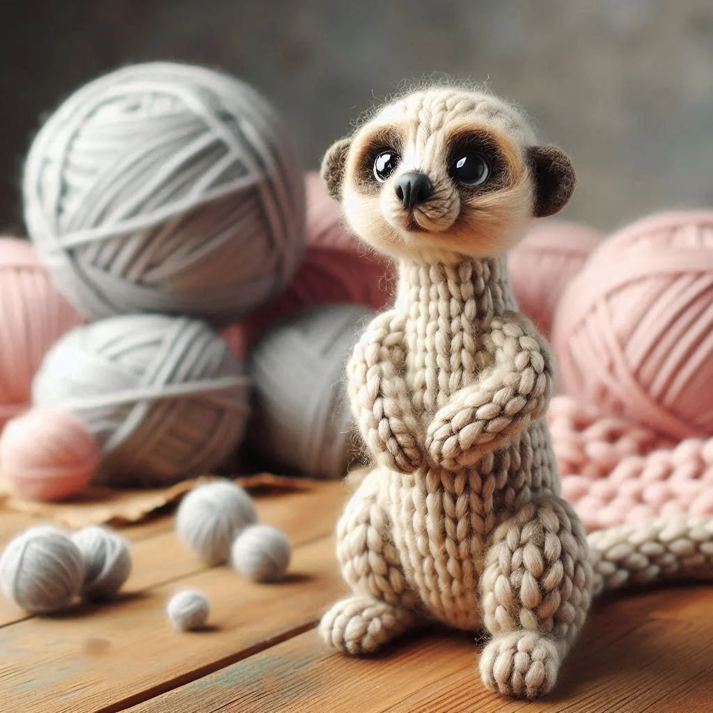 Knitted Meerkat Greeting Card