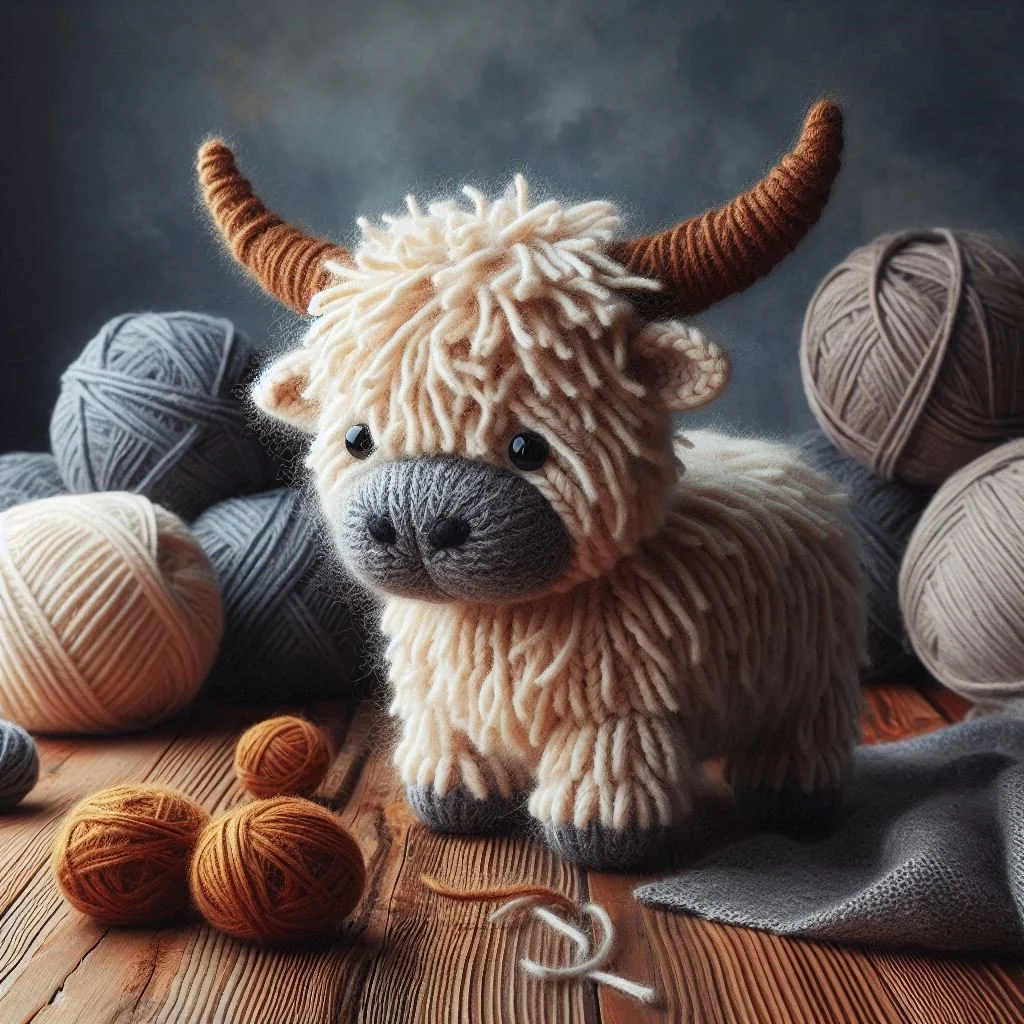 Knitted Hairy Cow Greeting Card