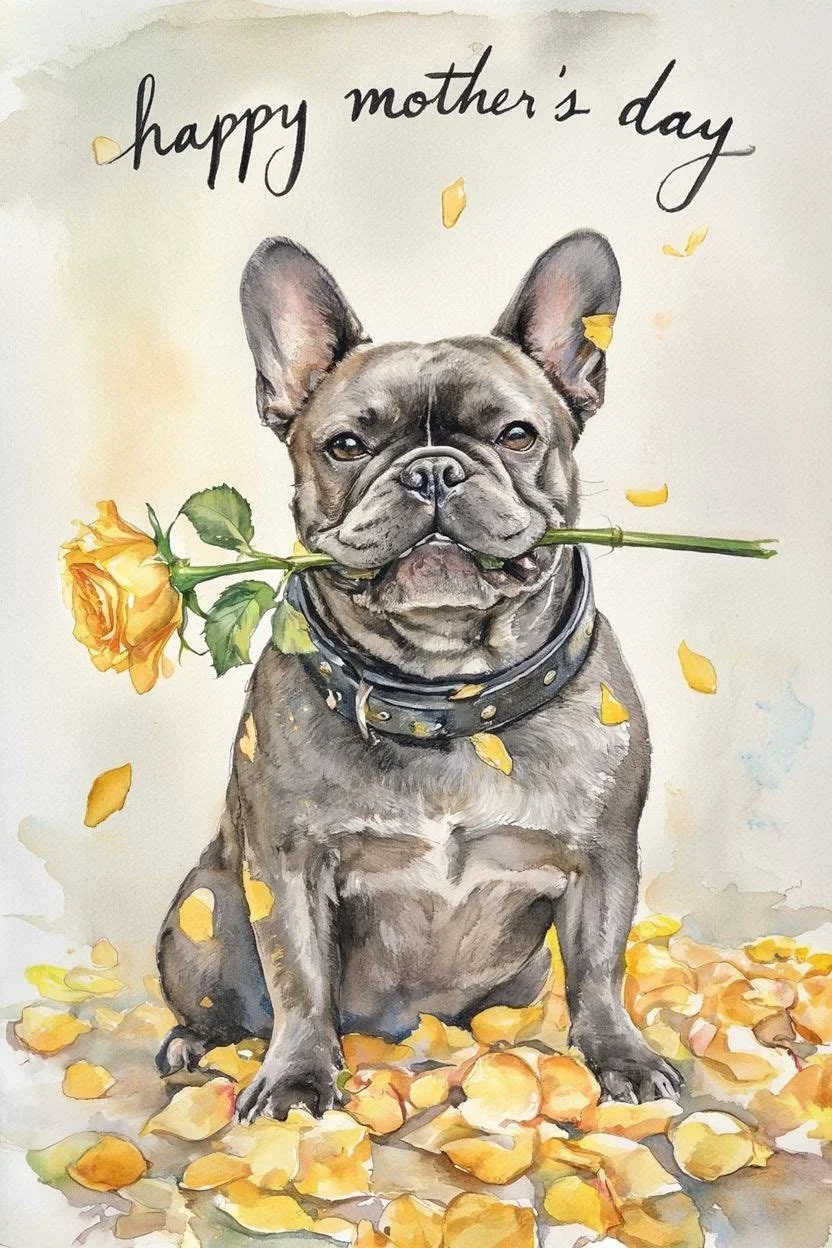 Grey Frenchie Mothering Sunday Card