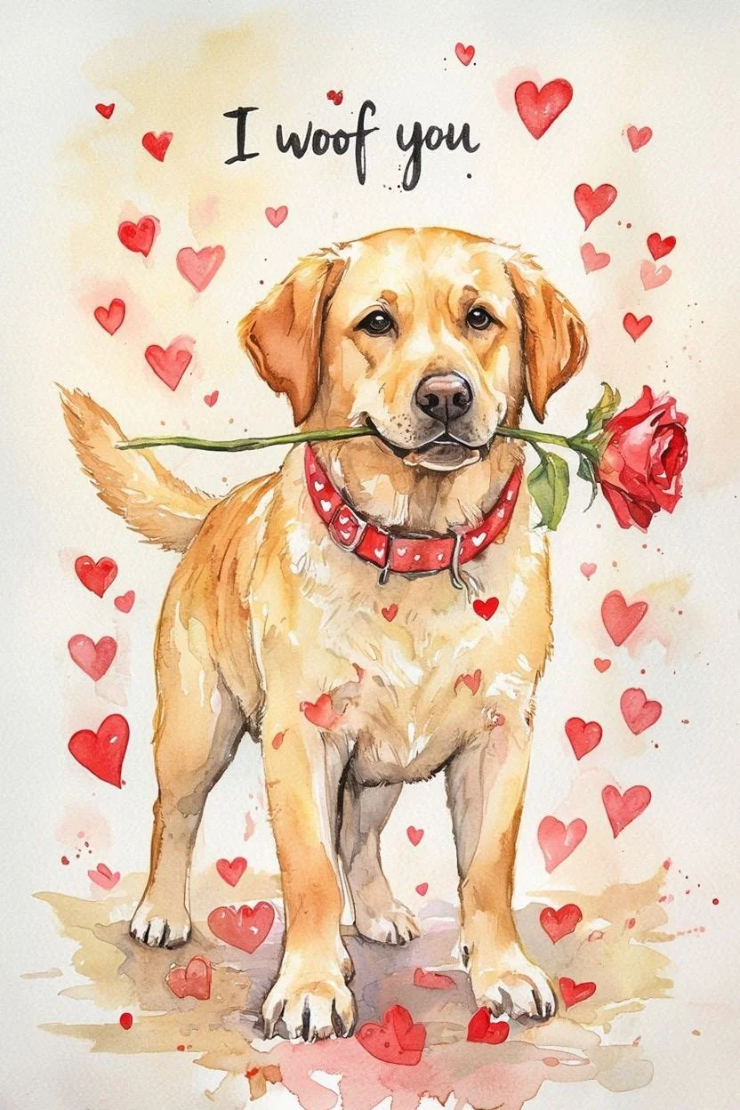 Large Yellow Lab Valentine Card
