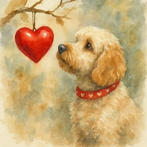 Cockapoo Heart Valentine Card